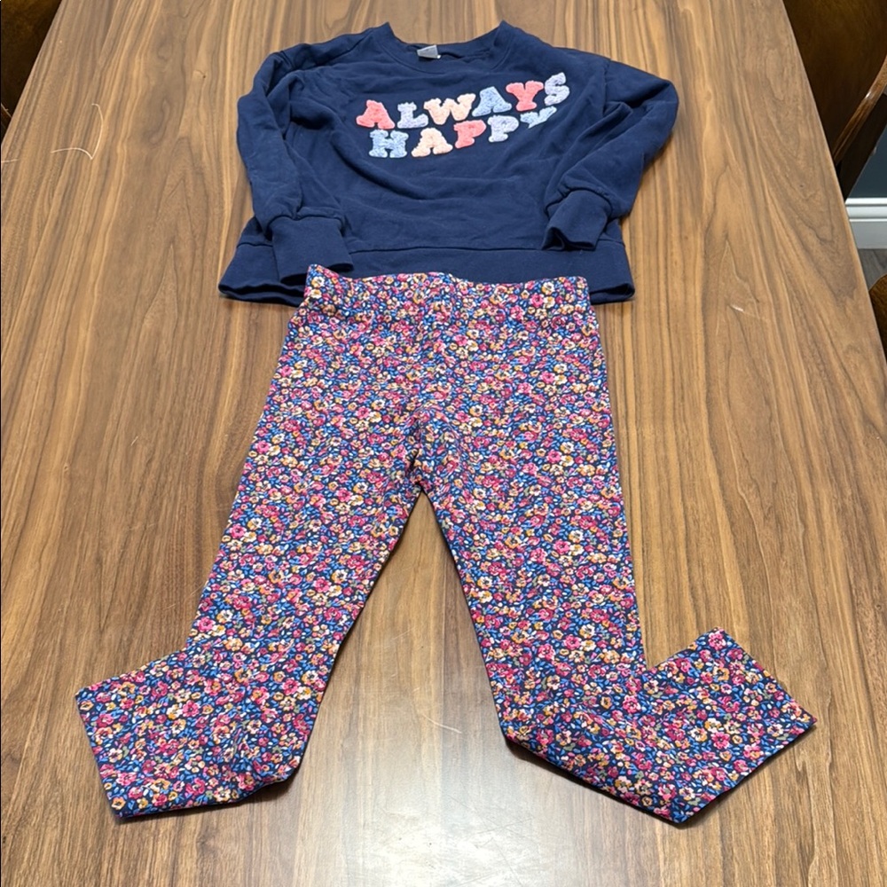Carter's Navy Top with Multicolor Text and Leggings